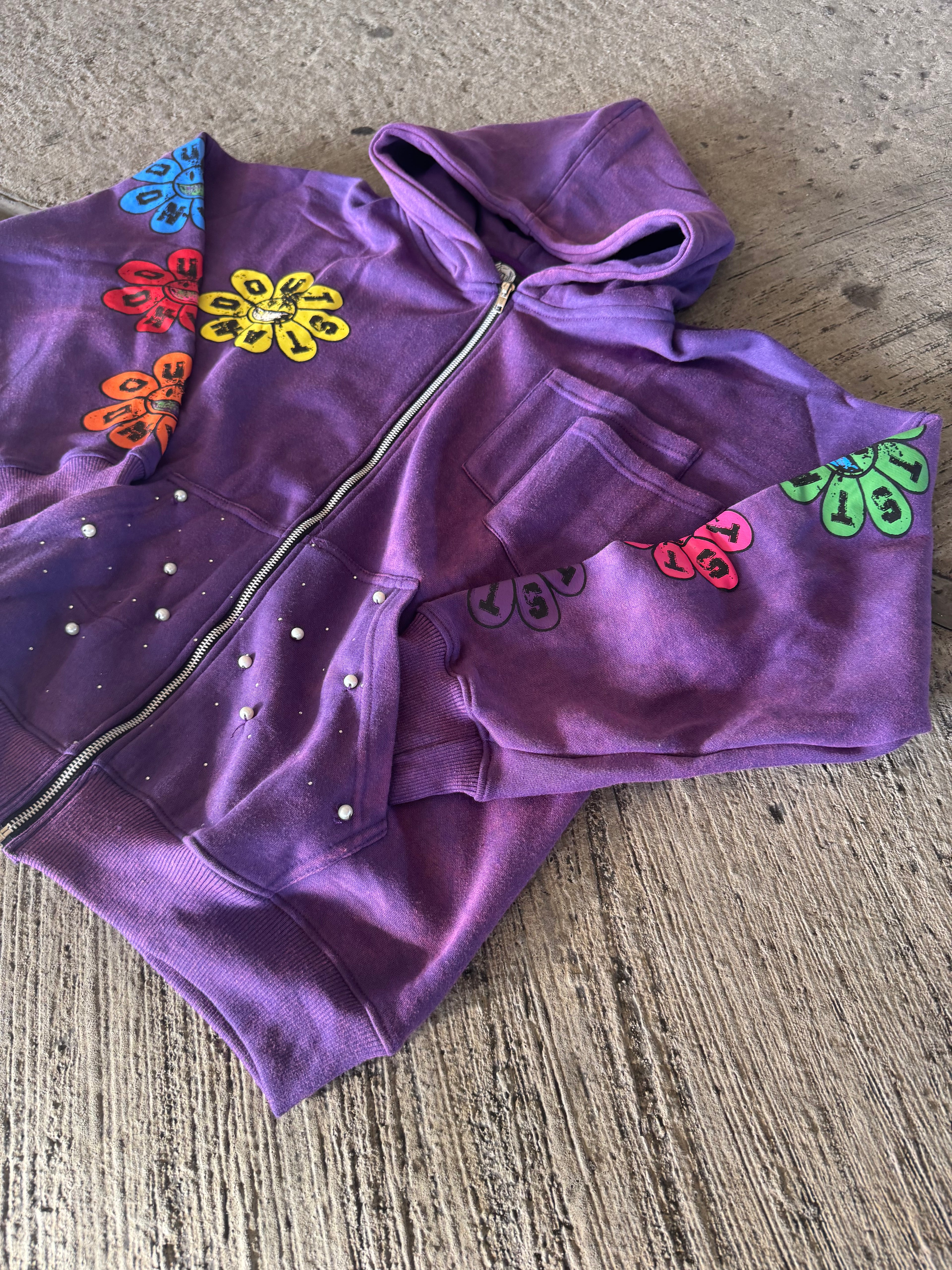 Purple blossom zipup