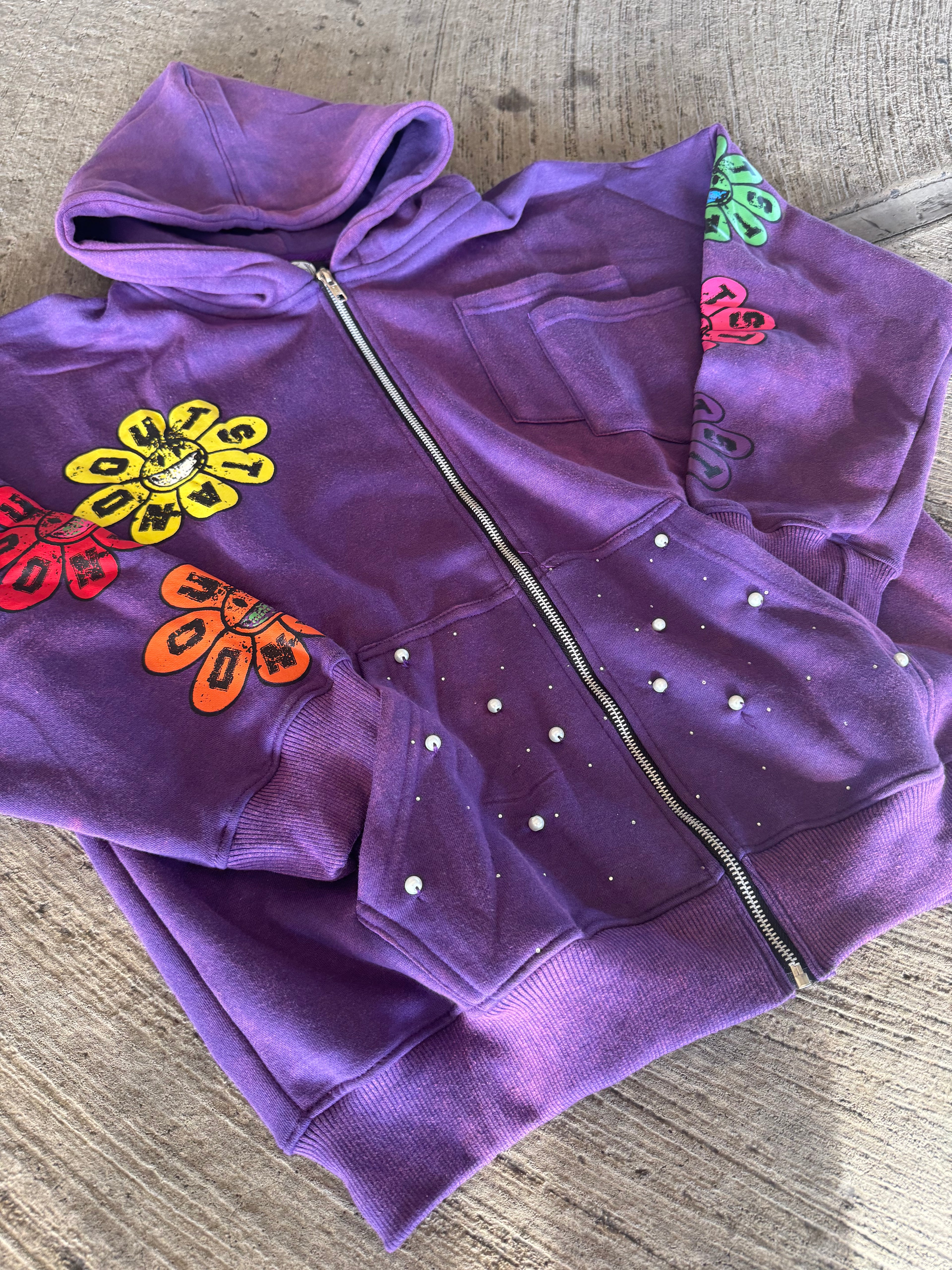 Purple blossom zipup