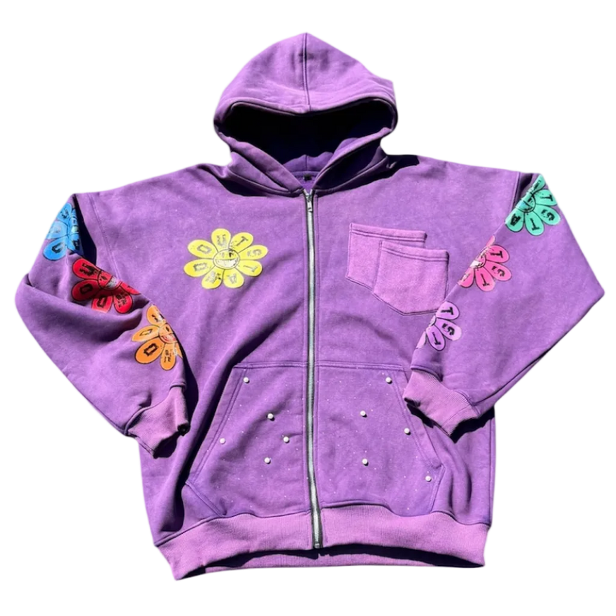 Purple blossom zipup