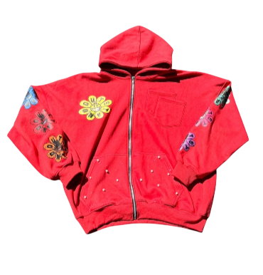 Red blossom zipup